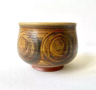 Buy Vintage 1971 Alvingham Studio Pottery Signed Brown Swirl Small Bowl, Sugar Bowl. • 8.95£