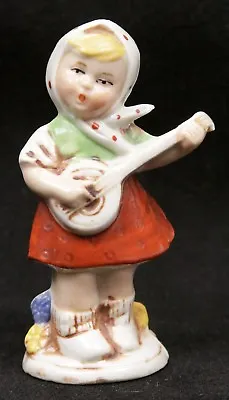 Buy  Vintage German Ceramic Figurine European Girl Playing Instrument Germany Old • 9.44£