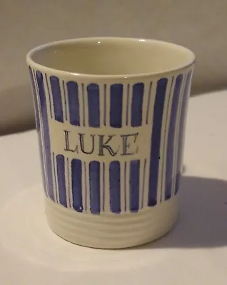 Buy Rye Pottery, LUKE Personalised Name Mug Candy Striped Cobalt Blue Hand Made  • 12£