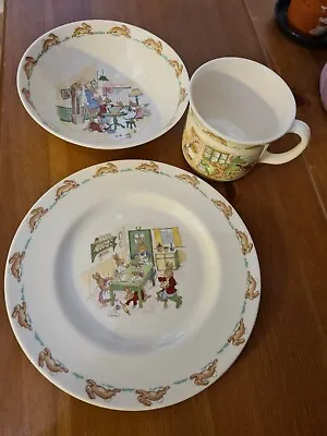 Buy Royal Doulton Bunnykins Childrens Set: Plate, Cereal Bowl And Mug 1980's Design  • 40£