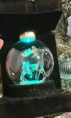 Buy Luminique Illuminated Reindeer Fine Glass Light Up Christmas Ornament • 18.99£