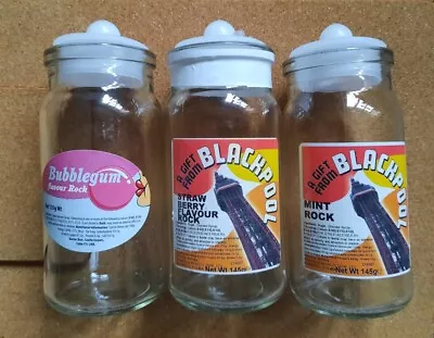 Buy 3 Retro Sweet Glass Jars With  Plastic Lids  • 7£