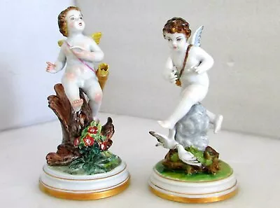Buy Dresden Winged Cupid Figurines Love Note Doves Germany • 120.04£