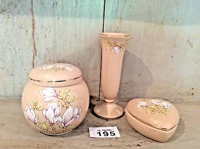 Buy Vintage Sadler Bud Vase, Storage Jar & Matching Trinket Box -  Magnolia  Pattern • 26£