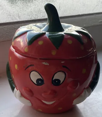 Buy Beautiful Handcrafted Ceramic Strawberry Face Bowl With Lid. Excellent Condition • 12.50£