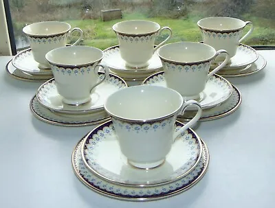 Buy Royal Doulton Minton Consort Pattern 18 PC Cups Saucers Plates Blue Cream C1980s • 65£