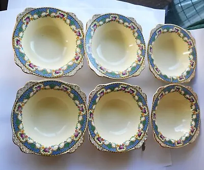 Buy 6 Art Deco Royal Staffordshire Pottery A.J. Wilkinson Honeyglaze 6  Fruit Bowls • 24.99£