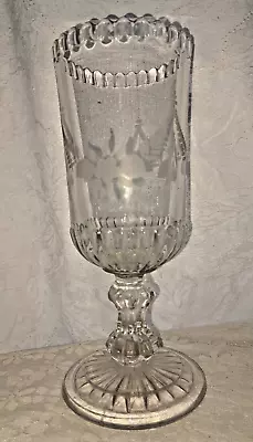 Buy Vintage ~ Etched Celery Stemmed Glass 1900s Table Ware, Decorative, Vase • 20£