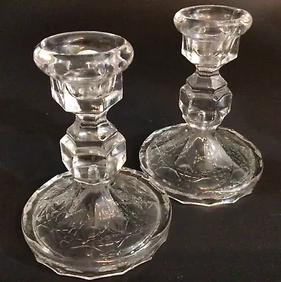 Buy Glass Candle Holders Set Of 2 Vintage 4  Embossed Design • 14.20£