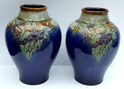 Buy Doulton Lambeth - A Pair 0f Art Nouveau Vases By Christine Abbot 1920s. Unusual • 90£