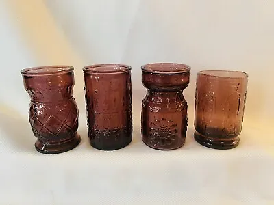 Buy 4 Vintage Wheaton Amethyst Purple Glass Jar Mini Vase Soldiers Seasons 3-5/8” T • 18.90£
