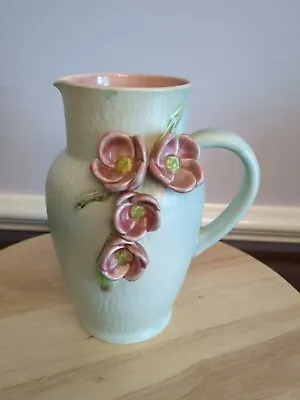 Buy Antique Green Bretby Vase/Jug With Pink Flowers • 4£