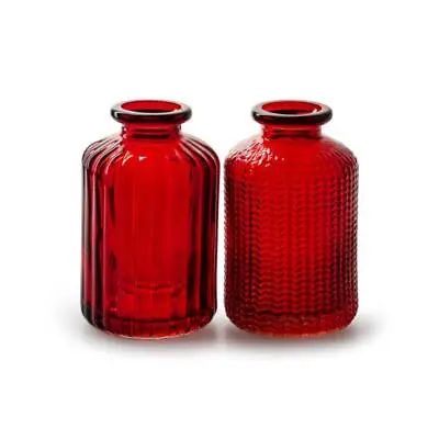 Buy Vintage Short Red Glass Bottle Stem Bud Vase, Jazz 2 Designs, 6x10cm • 5£