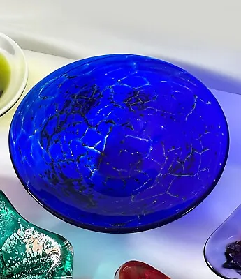 Buy Phoenician Glass Malta Blue Bowl. Signed • 65£