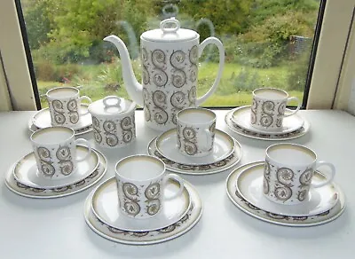 Buy Wedgwood Susie Cooper Fine China Venetia Pattern 14PC Coffee Pot Cups Saucers • 48£