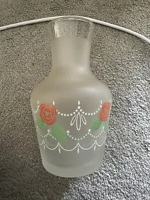 Buy Vintage Glass Decanter Jug Or Vase Art Nouveau Floral Rose Design Exc Condition • 4.99£