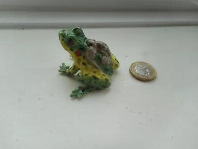 Buy Frog - Beautiful Colourful Miniature  Pottery Green & Yellow Frog With Tadpoles • 5.90£