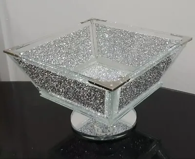 Buy XXL Sparkly Silver Crushed Diamond Crystal Filled Bling Fruit Bowl Kitchen UK💎 • 49.99£