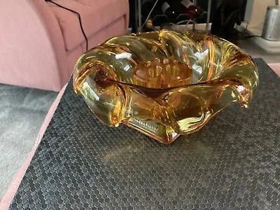 Buy Vintage Art Deco Bagley Amber Glass “Equinox”posy Bowl With Frog Very Pretty A34 • 8£