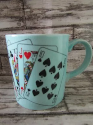 Buy Vintage Poole Pottery Mug Pale Blue Playing Cards • 4£