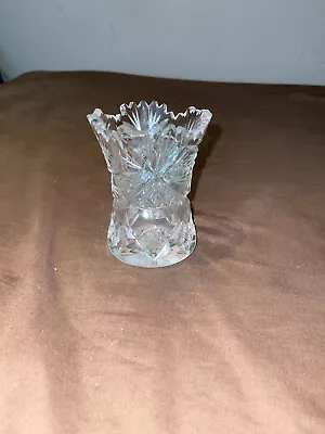 Buy Vintage Heavy Deep Cut Glass Crystal Vase, Flower Display Holder H 18cm • 7£