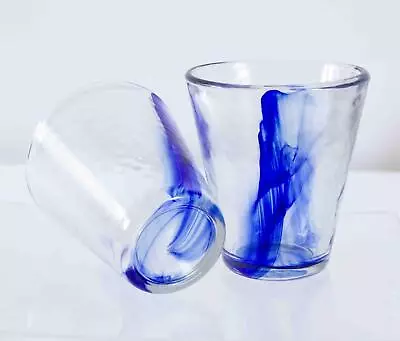 Buy Set Of 2 Glasses Bormioli Rocco Murano Cobalt Blue Swirl 4.5  Heavy Tumblers • 14£
