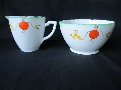 Buy Melba Ware ,Hand Painted Orange & Lemons .Milk Jug & Sugar Bowl , C1940/50s   GC • 14£