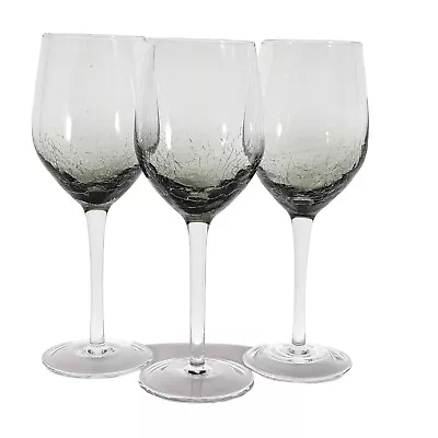 Buy Pier 1 Smoke Crackle Wine Glasses 9  Discontinued Grey Goblets 12oz Set Of 3 • 47.90£
