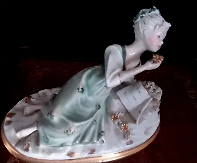 Buy Vintage Capodimonte Cesare Villary Porcelain Lying Girl With Book Figurine Italy • 44£