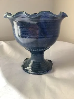Buy Sally Lewis Hand Thrown Blue Tulip Artist Signed Hand Made Pottery Vace • 47.41£