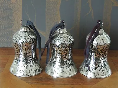 Buy 3 Mercury Glass Bell Christmas Decorations • 25£
