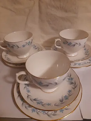 Buy Royal Vale Bone China Blue Flower Pattern 3 Cups,Saucers & Side Plates. • 13£