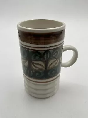Buy VINTAGE JERSEY POTTERY - 4 1/2” COFFEE MUG - CUP - RETRO 60’s BROWN  BLUE DESIGN • 12.50£