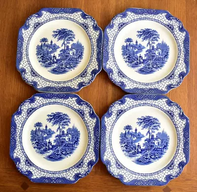 Buy Adams Blue & White China Landscape Side / Lunch Plates X 4 • 17£