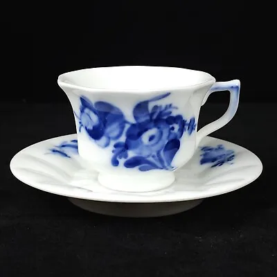 Buy Royal Copenhagen Demitasse Tea Cup Saucer Blue White Delft Flowers 8519 Vintage • 22.72£