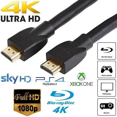 Buy PREMIUM ULTRAHD HDMI CABLE HIGH SPEED 4K 2160p 3D LEAD 1m/2m/3m/4m/5m/7m/10m/15m • 34.95£
