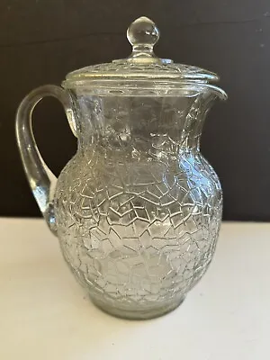 Buy Vintage L. E. Smith By Cracky Lidded Pitcher Depression Glass 1920-30’s • 53.71£