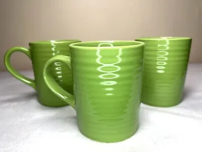 Buy Royal Norfolk Greenbrier Coffee Mug Set Of 3 Lime Green Ribbed Farmhouse 4” • 14.22£