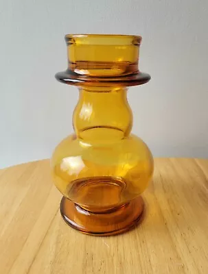 Buy Lovely Vintage Retro Amber Glass Candlestick Holder  • 12.99£