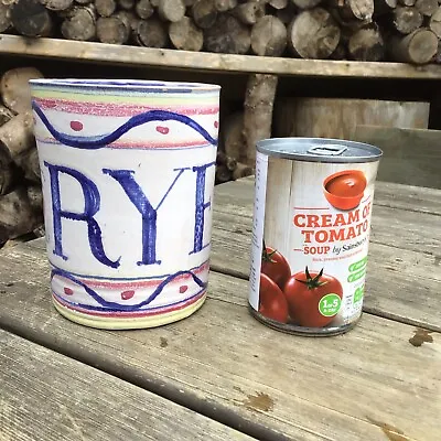 Buy Unusual Huge Vintage RYE Studio Pottery Tankard Mug - Can Of Soup For Scale • 75£