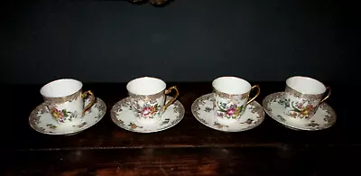 Buy Antique Handpainted X 4 Limoges (dresden) Floral Cup Saucer Set Gold Very Rare • 240£