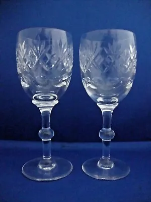 Buy 2 X Royal Doulton Crystal Georgian Cut Pattern Hock Glasses - Signed • 29.95£