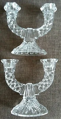 Buy Vintage Pressed Glass Candle Holder Pair With Double Socket (Pristine)  • 24.99£