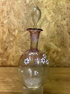 Buy Antique Flask Glass Enamelled, New Art, Decor Flowers, Glassware France French • 75.52£