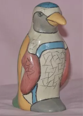 Buy Large Multi-coloured Raku Penguin Ornament Or Doorstop – 17 Centimetres Tall • 19.99£