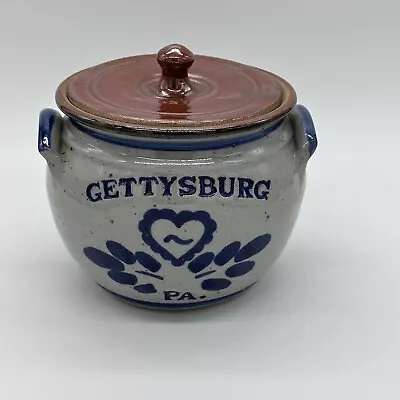 Buy Gettysburg PA Stoneware Pottery Lidded Bean Pot Signed Dated 2001 • 27.85£
