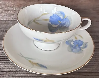Buy Thomas Rosenthal Blue Iris Floral Teacup & Saucer Gold Trim Vintage Discontinued • 19.18£