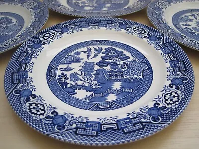 Buy 4 X Vintage Wood & Sons Woods Ware Blue Willow Pattern 6.75 Inch Side Plates • 18£