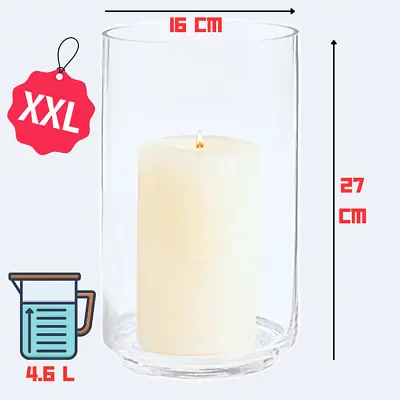 Buy 27CM TALL Pillar Candle Holder John Lewis Clear Glass Hurricane Church Candle XL • 9.99£