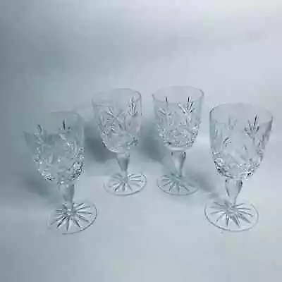 Buy Set Vintage Crystal Wine Glasses X4 Pattern Warwick Pattern Table Dining 6  Tall • 28£